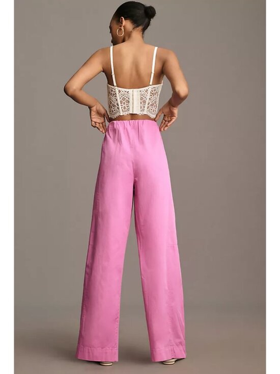 Anthropologie Pants - Anthropologie Maeve Pink Curved Poplin Pull-On Pants Size 10 Tall